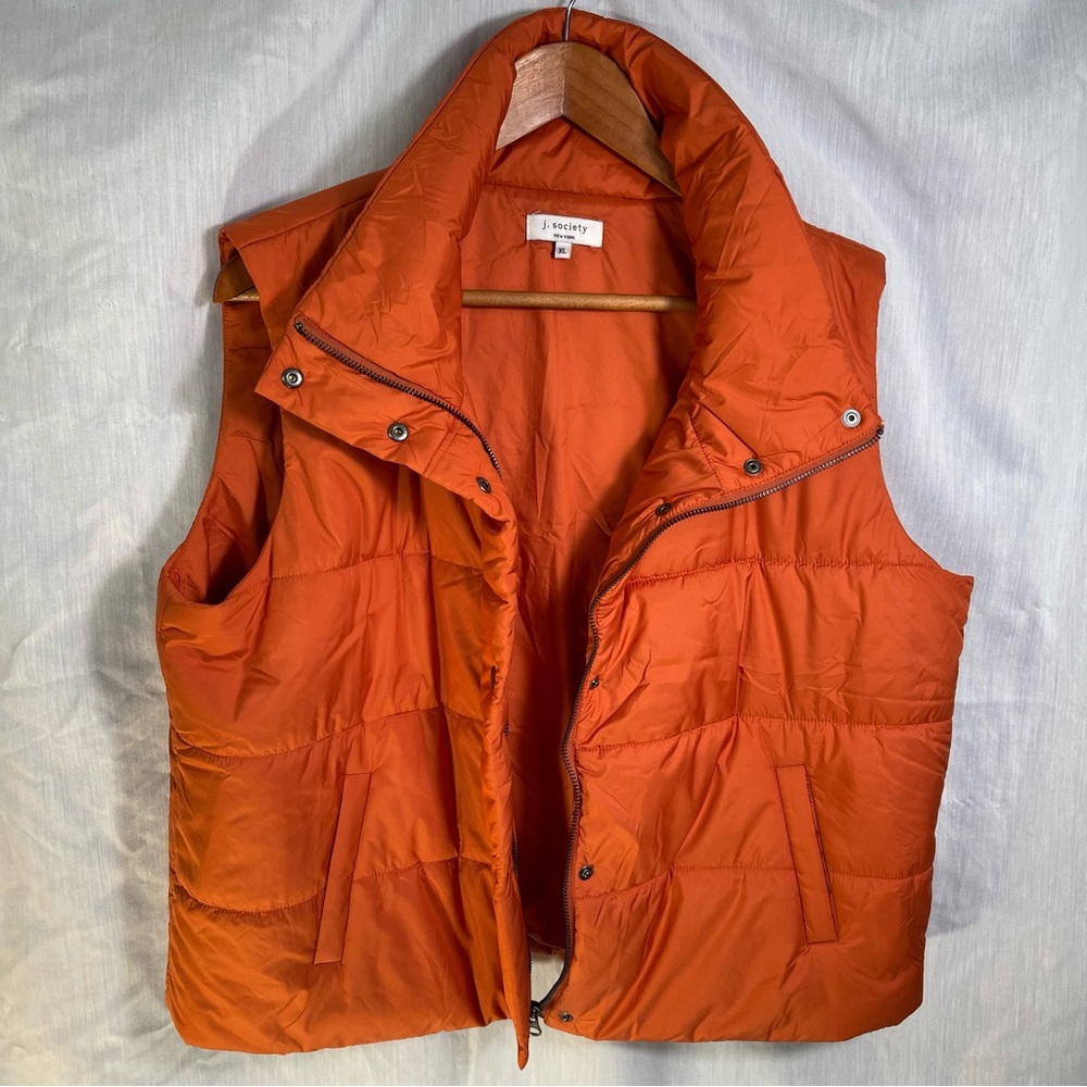 J Society New York Quilted Puffer Vest/ Burnt Pumpkin Cozy Layer